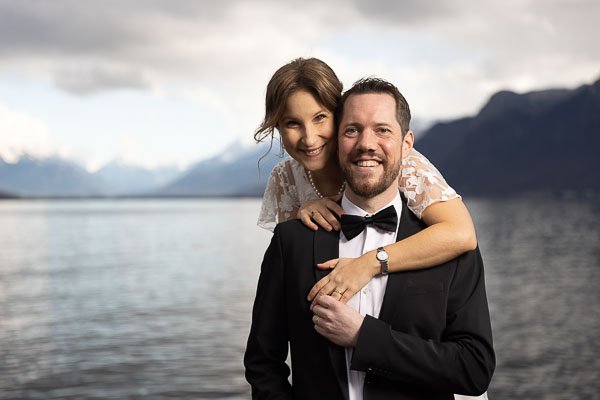 Ambiance clair-obscure après mariage civil à Vevey